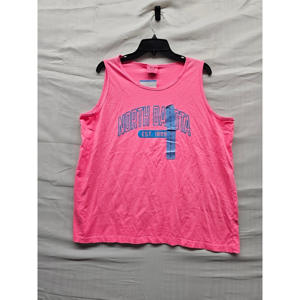 State of Mine Womens North Dakota Graphic Tank Top Pink Cotton Casual Size Large